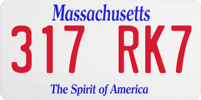 MA license plate 317RK7