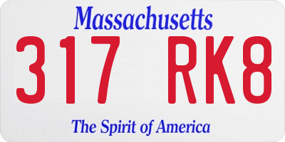 MA license plate 317RK8