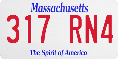 MA license plate 317RN4