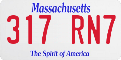 MA license plate 317RN7
