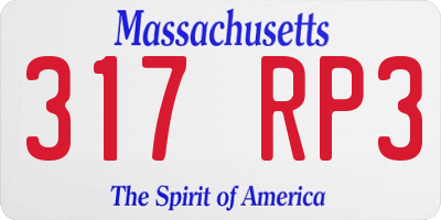 MA license plate 317RP3
