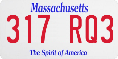 MA license plate 317RQ3