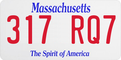 MA license plate 317RQ7