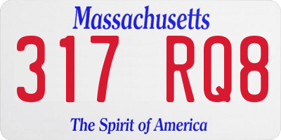 MA license plate 317RQ8