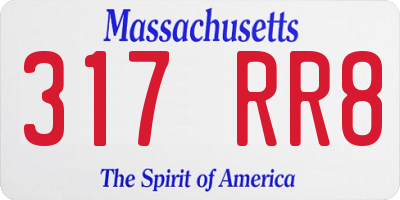 MA license plate 317RR8