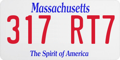 MA license plate 317RT7