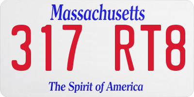 MA license plate 317RT8