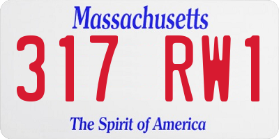 MA license plate 317RW1