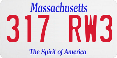 MA license plate 317RW3