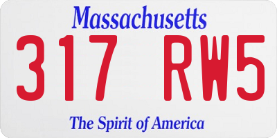 MA license plate 317RW5