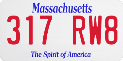 MA license plate 317RW8