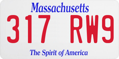MA license plate 317RW9