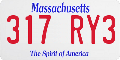 MA license plate 317RY3