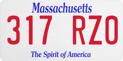 MA license plate 317RZ0