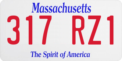 MA license plate 317RZ1