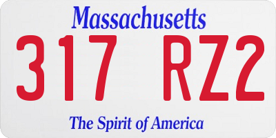 MA license plate 317RZ2