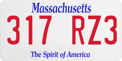MA license plate 317RZ3