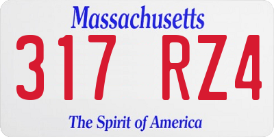 MA license plate 317RZ4