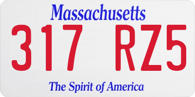 MA license plate 317RZ5