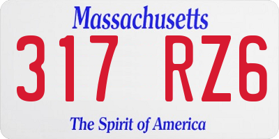 MA license plate 317RZ6