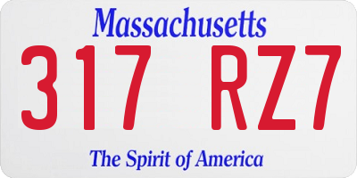 MA license plate 317RZ7