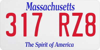 MA license plate 317RZ8