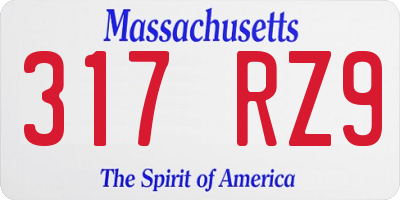 MA license plate 317RZ9