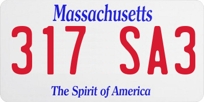 MA license plate 317SA3