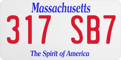 MA license plate 317SB7