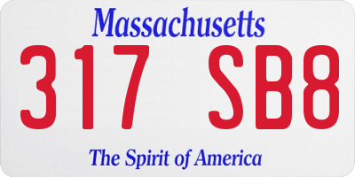 MA license plate 317SB8