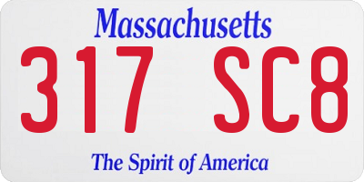 MA license plate 317SC8