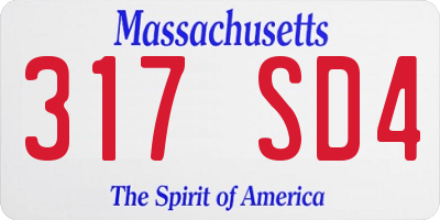 MA license plate 317SD4