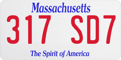 MA license plate 317SD7
