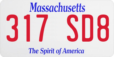 MA license plate 317SD8