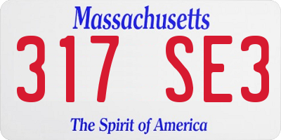 MA license plate 317SE3