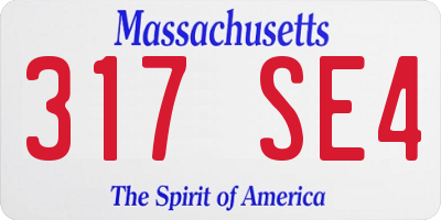 MA license plate 317SE4