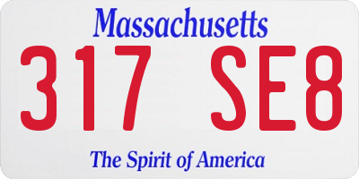 MA license plate 317SE8