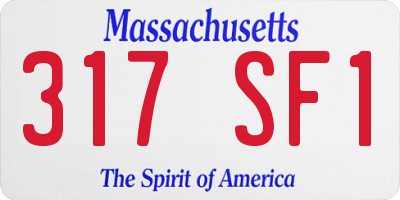 MA license plate 317SF1