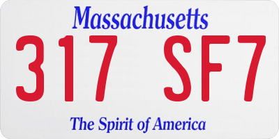 MA license plate 317SF7