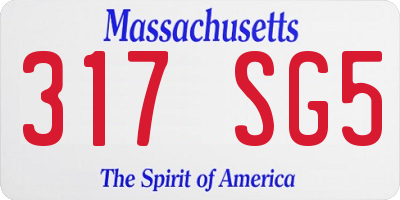MA license plate 317SG5