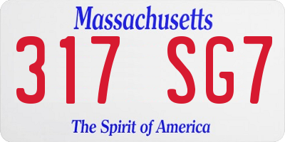 MA license plate 317SG7