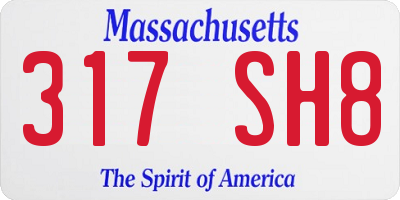 MA license plate 317SH8