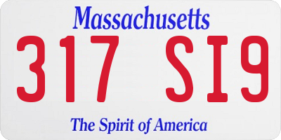 MA license plate 317SI9