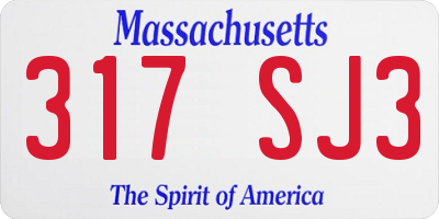 MA license plate 317SJ3