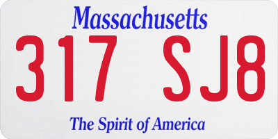 MA license plate 317SJ8