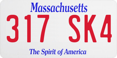 MA license plate 317SK4