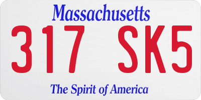 MA license plate 317SK5