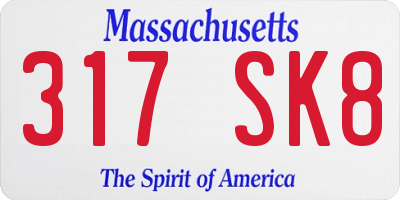 MA license plate 317SK8