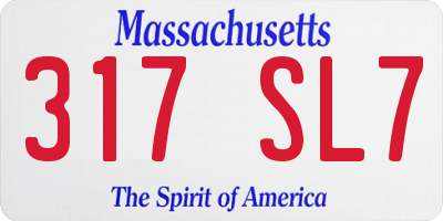 MA license plate 317SL7