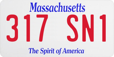 MA license plate 317SN1